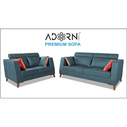 Adorn India Premium Pluto 3+2 Five Seater Sofa Set (Blue)