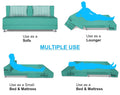 Adorn India Easy Alyn Plus Stripes 3 Seater Sofa Cum Bed (5X6) (Aqua Blue) (1 Year Warranty)