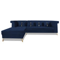 Premium Raygan L Shape 6 Seater Sofa Set Left Side (Velvet Fabric Colour Blue)