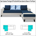 Adorn India Ashley Digitel Print Leatherette Fabric L Shape 8 Seater Sofa Set with 2 Ottoman Puffy & Center Table RHS (Blue & White) (3 Year Warranty)