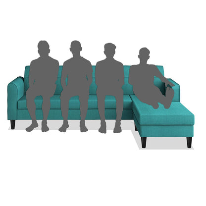 Adorn India Rio Elegant L Shape 5 Seater Sofa Set (RHS) (Aqua Blue) (3 Year Warranty)