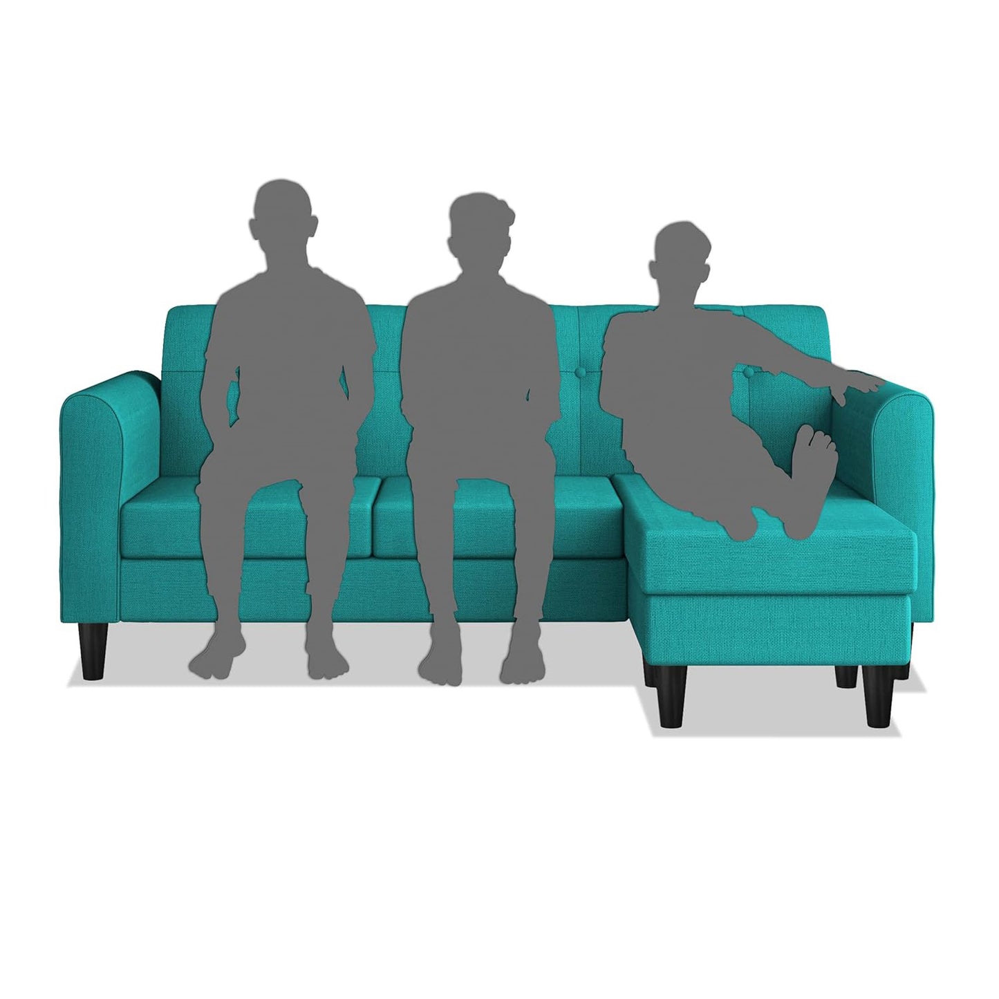 Adorn India Rio Elegant L Shape 4 Seater Sofa Set (Aqua Blue) (3 Year Warranty)