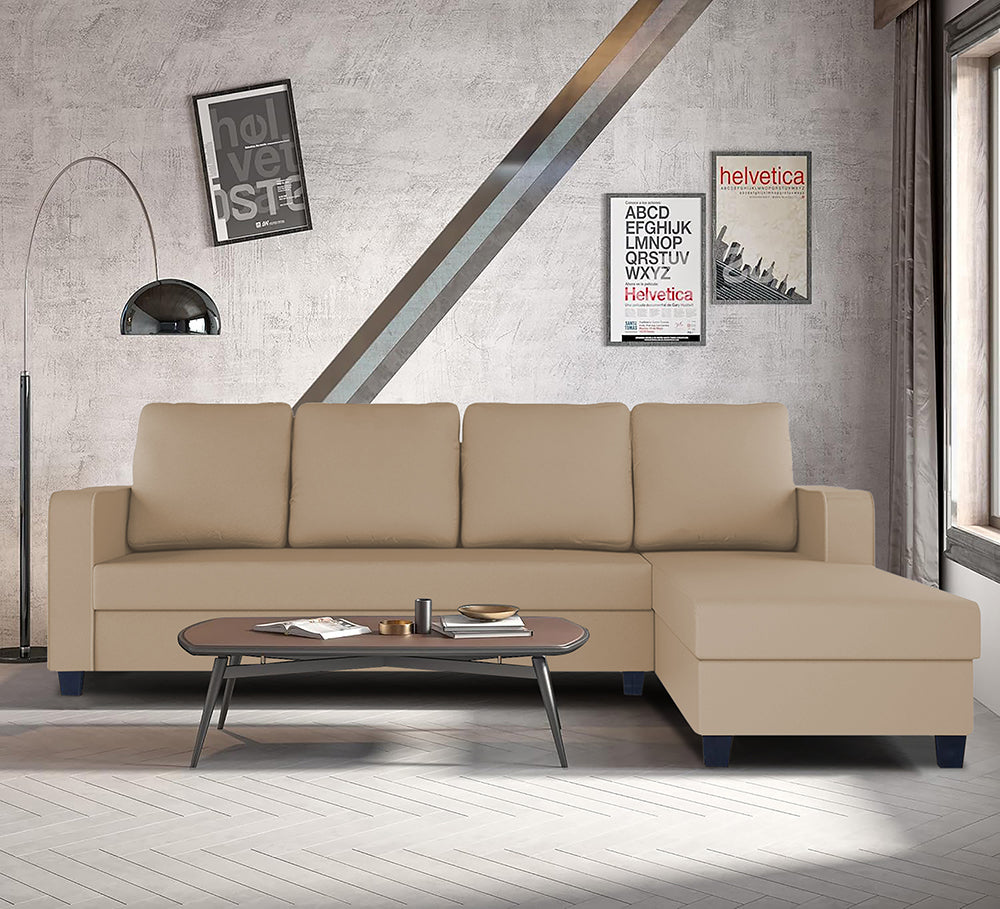 Chandler Plain L Shape 6 Seater Sofa Set RHS (Beige)