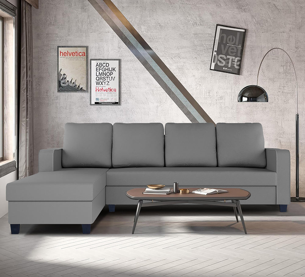 Chandler Plain L Shape 6 Seater Sofa Set Lhs (Grey)