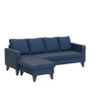 Adorn India Chandler Plain L Shape 5 Seater Sofa Set LHS (Blue) (3 Year Warranty)