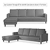 Adorn India Chandler Plain L Shape 5 Seater Sofa Set LHS (Grey) (3 Year Warranty)