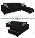 Blazer L Shape 6 Seater Sofa Set (Right Side) (Black)