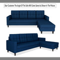 Adorn India Darcy L Shape 5 Seater Sofa Set (RHS) (Blue) (3 Year Warranty)