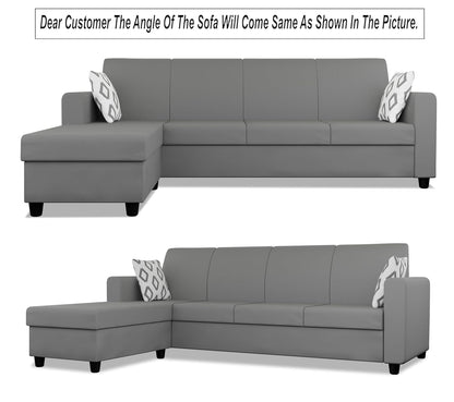 Adorn India Monteno L Shape 5 Seater Sofa Set LHS(Grey)