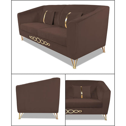 Adorn India Premium Camilla 3-1-1 5 Seater Sofa Set (Velvet Fabric Colour Brown)
