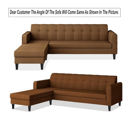 Adorn India Wood Rio Elegant L Shape 5 Seater Sofa Set (LHS) (Brown)