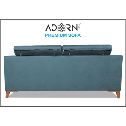 Adorn India Premium Pluto 3 Seater Sofa (Blue)