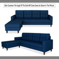 Adorn India Darcy L Shape 5 Seater Sofa Set (LHS) (Blue) (3 Year Warranty)