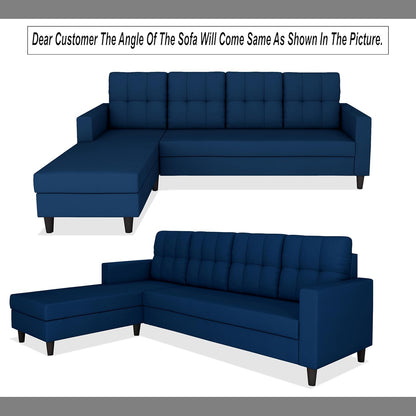 Adorn India Darcy L Shape 5 Seater Sofa Set (LHS) (Blue)