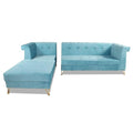 Premium Raygan L Shape 6 Seater Sofa Set Left Side (Velvet Suede Fabric Colour Aqua Blue)
