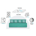 Adorn India Easy 4 Seater Sofa Cum Bed (Rhombus Pattern) Chennile Fabric - Washable Cover - Including 4 Cushion - Size 6' x 6' Ft (Aqua Blue Color) Perfect for Home & Office for Guests