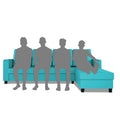 Chandler Plain L Shape 6 Seater Sofa Set RHS (Aqua Blue)