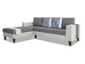 Adorn India Ashley Digitel Print Leatherette Fabric L Shape 8 Seater Sofa Set with 2 Ottoman Puffy & Center Table LHS (Grey & White) (3 Year Warranty)