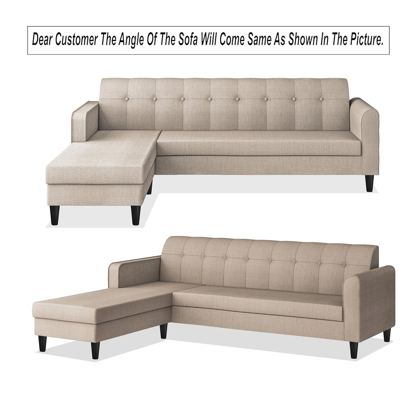 Adorn India Rio Elegant L Shape 5 Seater Sofa Set (LHS) (Beige) (3 Year Warranty)