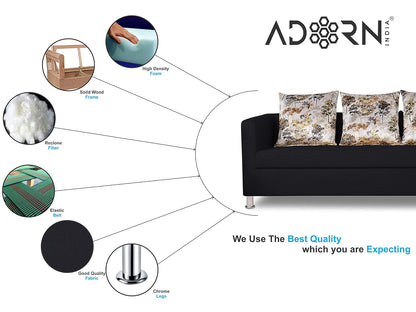 Adorn India Alita 3+2 Compact 5 Seater Sofa Set (Black)