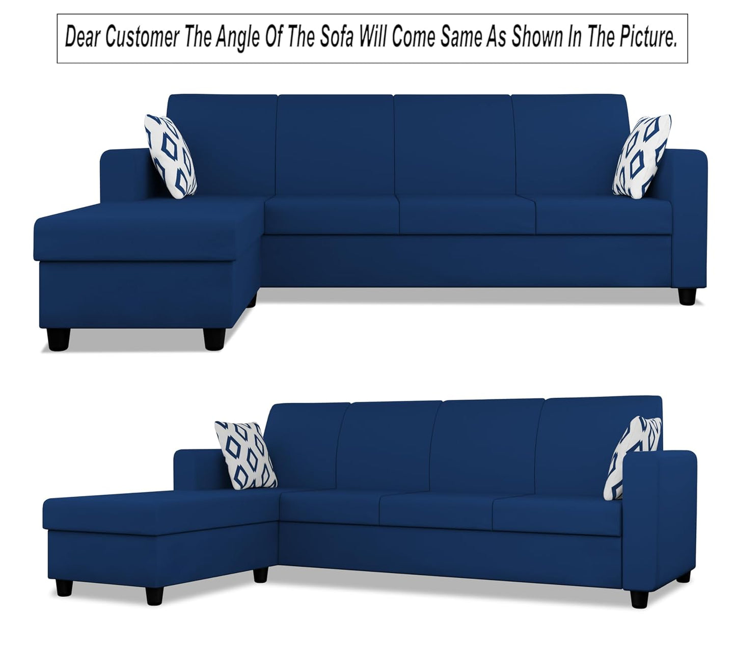 Adorn India Monteno L Shape 5 Seater Sofa Set LHS(Blue)