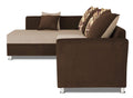 Adorn India (3 Years Warranty Boom 5 Seater Corner Sofa Floral Cushion Left Hand Side (Brown & Beige)