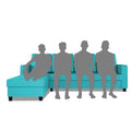 Chandler Plain L Shape 6 Seater Sofa Set Lhs (Aqua Blue)