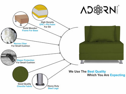 Adorn India Easy Alyn Plus Decent 2 Seater Sofa Cum Bed (3x6) (Green)