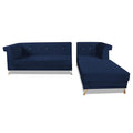 Premium Raygan L Shape 6 Seater Sofa Set Right Side (Velvet Fabric Colour Blue)