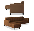 Rio Elegant L Shape 8 Seater Sofa Set with Center Table and 2 Ottoman Puffy (LHS) (Brown)