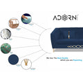 Adorn India Premium Camilla 3 Seater Sofa (Velvet Fabric Colour Blue)