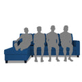 Chandler Plain L Shape 6 Seater Sofa Set Lhs (Blue)