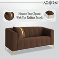 Adorn India Premium Mystic - 3 Years Warranty - 2 Seater Sofa Velvet Suede Fabric - Brown