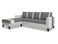 Ashley Stripes Leatherette Fabric L Shape 5 Seater Sofa Set LHS (Grey & White)