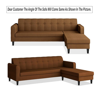 Adorn India Wood Rio Elegant L Shape 5 Seater Sofa Set (RHS) (Brown)