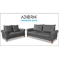 Premium Jarvis 3+2 5 Seater Sofa Set (Leatherette Suede Fabric Colour Grey)