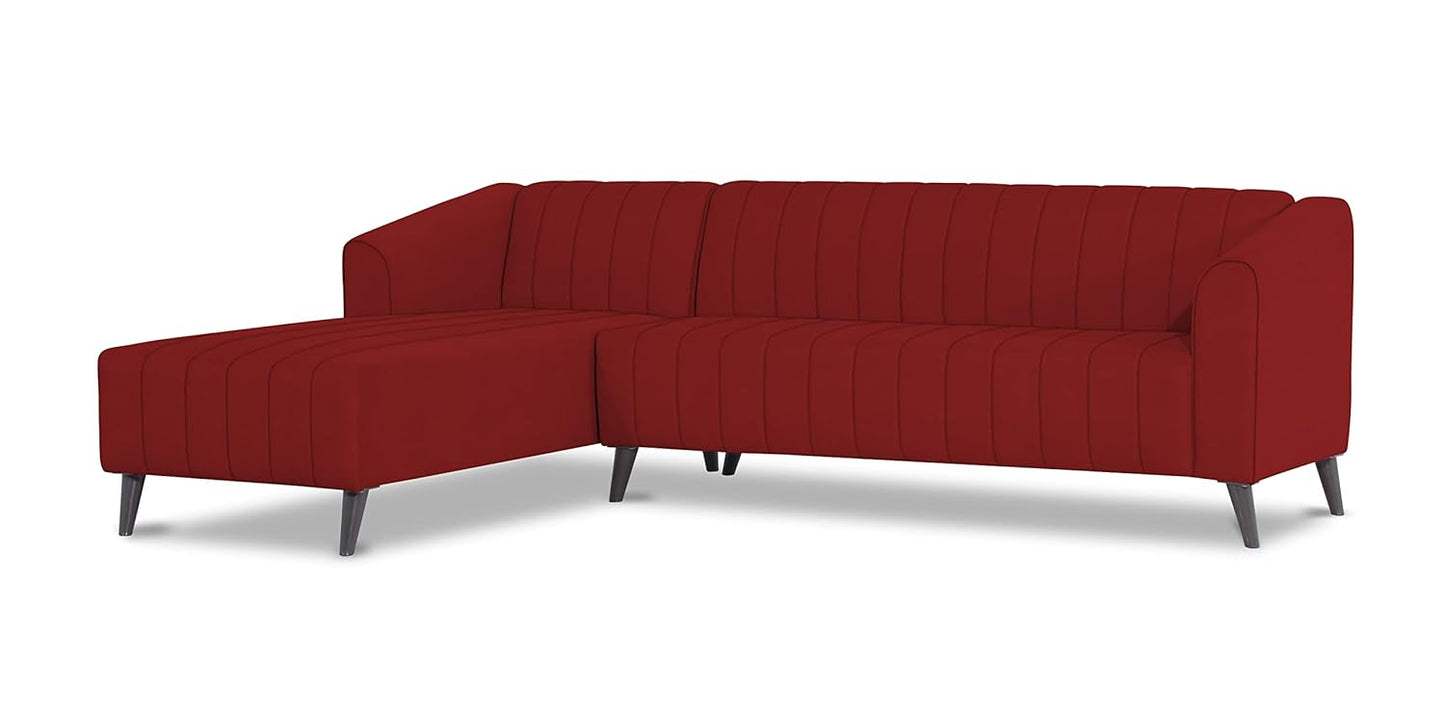 Adorn India Premium Laurel L Shape 6 Seater Sofa Set (LHS) (Red)