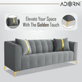 Adorn India Premium Mystic - 3 Years Warranty - 3 Seater Sofa Velvet Suede Fabric - Grey