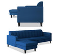 Rio Elegant L Shape 8 Seater Sofa Set with Center Table and 2 Ottoman Puffy (LHS) (Blue)