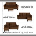 Adorn India Darcy L Shape 4 Seater Sofa Set (Brown) (3 Year Warranty)