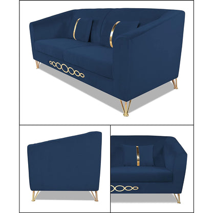 Adorn India Premium Camilla 3-1-1 5 Seater Sofa Set (Velvet Fabric Colour Blue)