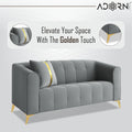 Adorn India Premium Mystic - 3 Years Warranty - 2 Seater Sofa Velvet Suede Fabric - Grey