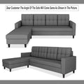 Adorn India Darcy L Shape 5 Seater Sofa Set (LHS) (Grey) (3 Year Warranty)