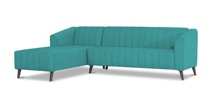 Adorn India Premium Laurel L Shape 6 Seater Sofa Set (LHS) (Aqua Blue)