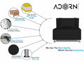 Adorn India Easy Alyn Plus Decent 2 Seater Sofa Cum Bed (3x6) (Black) (1 Year Warranty)