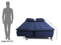Adorn India Arden 4 Seater Plain Sofa Cum Bed 4 X 6 (Blue) (3 Year Warranty)