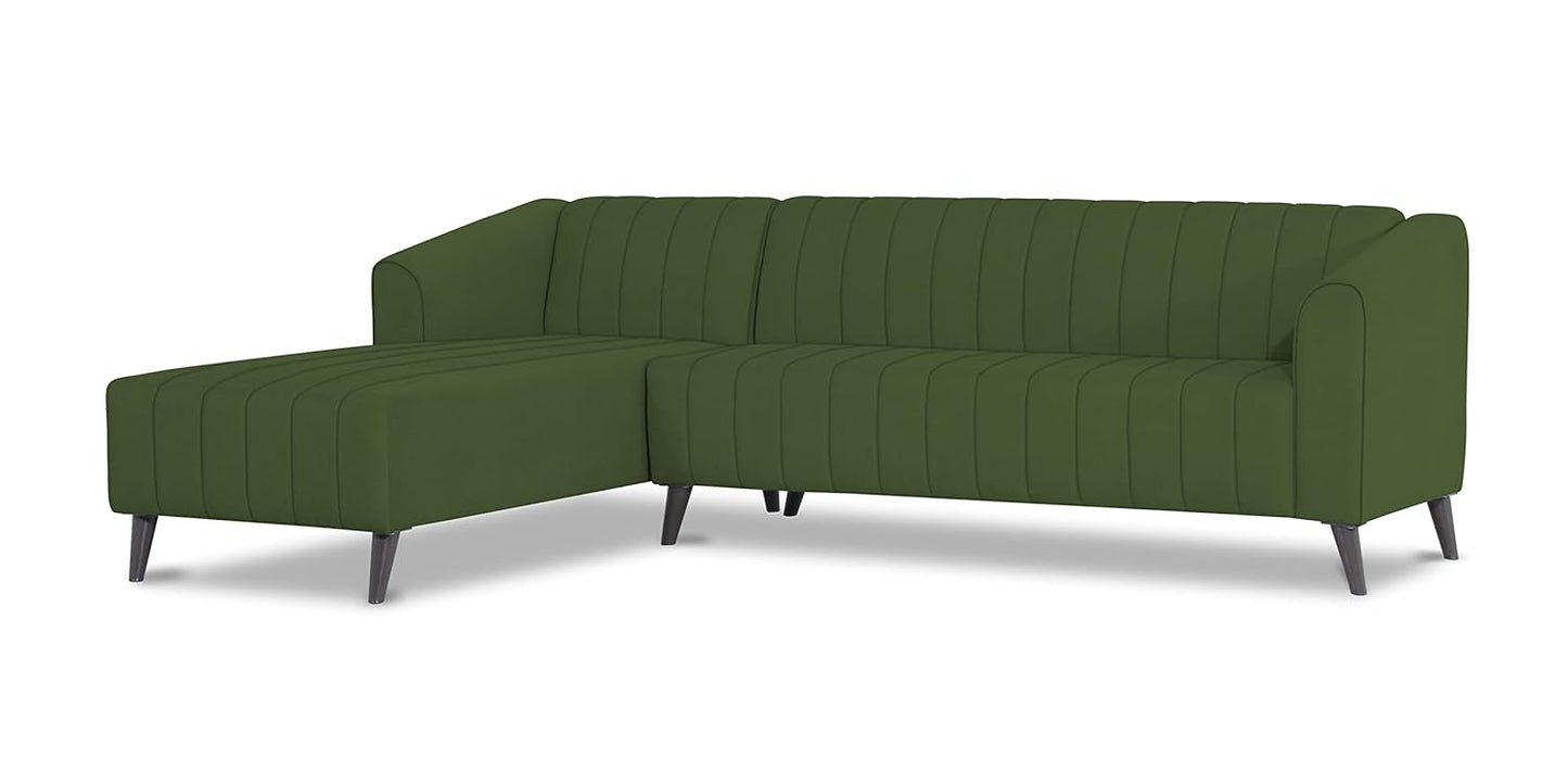 Adorn India Premium Laurel L Shape 6 Seater Sofa Set (LHS) (Green)