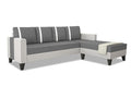 Ashley Stripes Leatherette Fabric L Shape 5 Seater Sofa Set RHS (Grey & White)