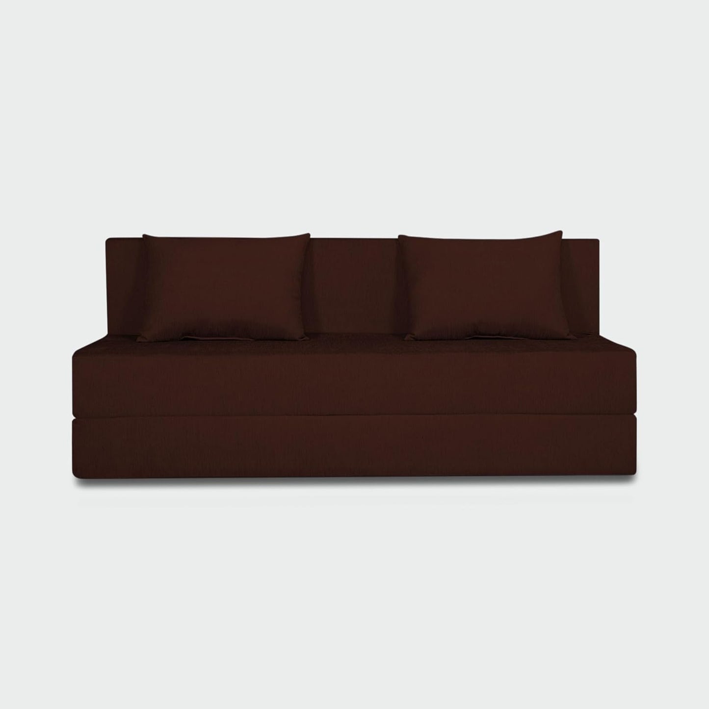 Adorn India Easy 3 Seater Sofa Cum Bed | Velvet Fabric | Brown | Plain Design | 6x5 Ft | Comfortable Seating | Washable Cover | Perfect for Home & Office