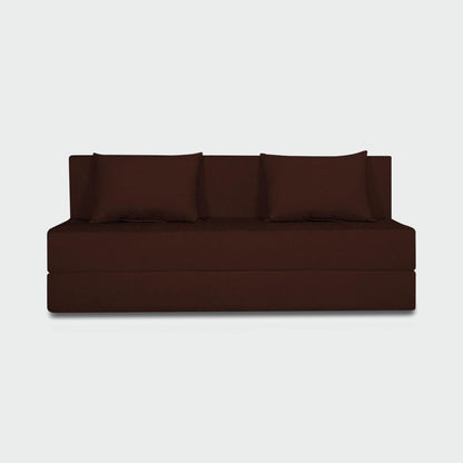Adorn India Easy 3 Seater Sofa Cum Bed | Velvet Fabric | Brown | Plain Design | 6x5 Ft | Comfortable Seating | Washable Cover | Perfect for Home & Office